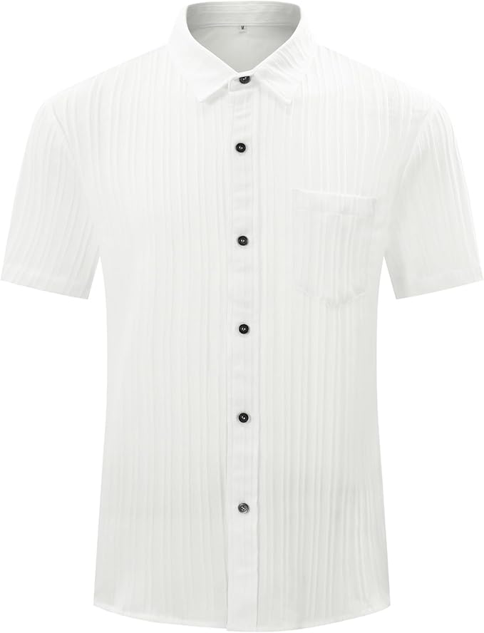 Men's Short Sleeve Stretch Shirt with Chest Pocket