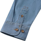 Men's Long Sleeve Denim Shirt – Slim Fit Cotton Casual Button-Down