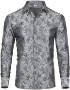 Men's Paisley Long Sleeve Embroidered Shirt