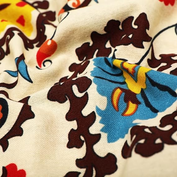 Men's Long Sleeve Paisley Print Linen Shirt