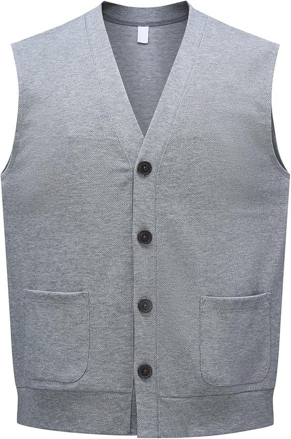 Men's Knitted V-Neck Button Vest