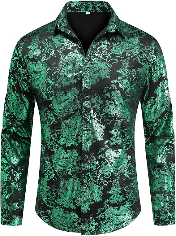 Men's Jacquard Long Sleeve Shirt - Paisley Pattern
