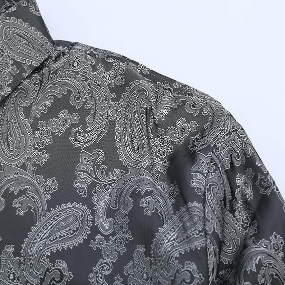 Men's Paisley Long Sleeve Embroidered Shirt
