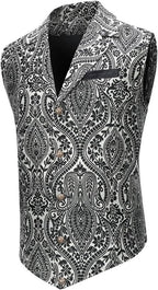 Men's Gothic Steampunk Suit Vest – Western Waistcoat with Paisley Print
