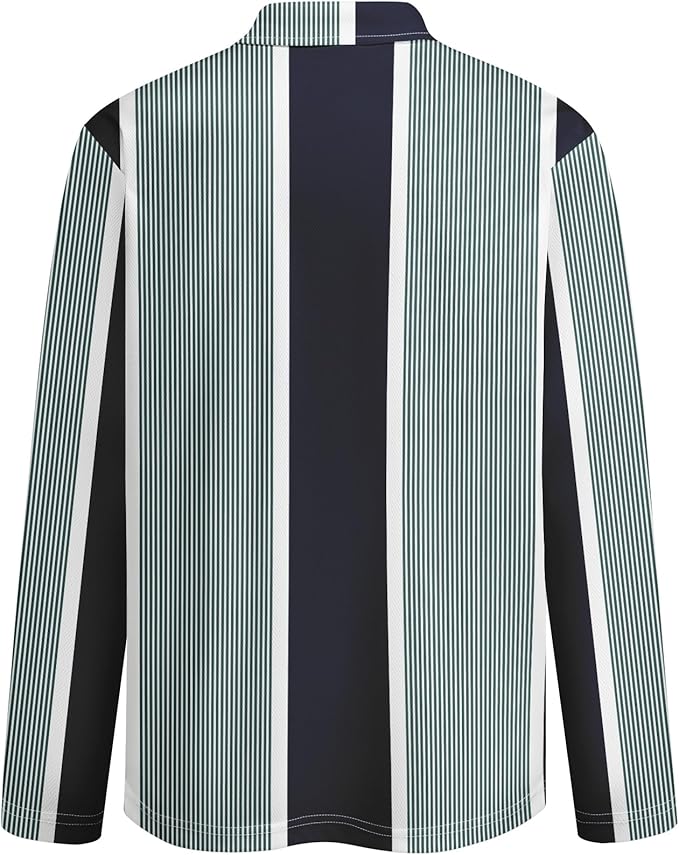 Men's Long Sleeve Striped Polo Shirt