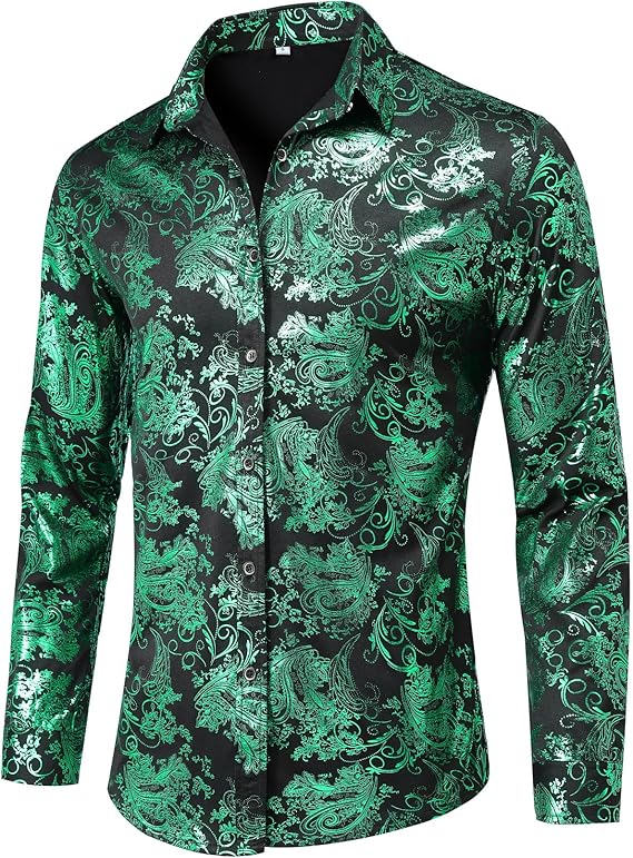 Men's Jacquard Long Sleeve Shirt - Paisley Pattern