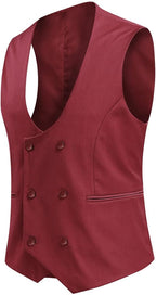 Men's Double Breasted Suit Vest with Scoop Neck