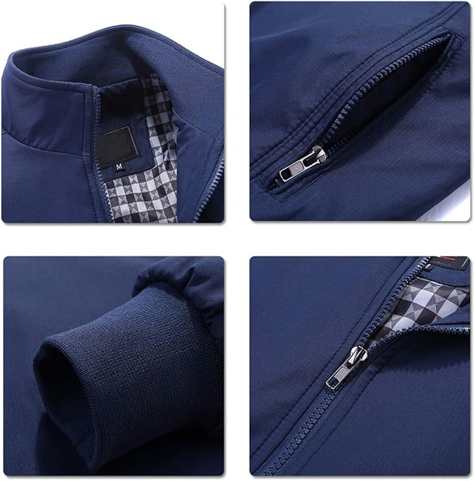 Men's Bomber Jacket with Stand-Up Collar