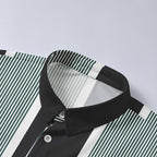 Men's Long Sleeve Striped Polo Shirt