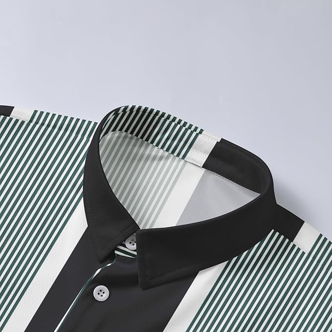 Men's Long Sleeve Striped Polo Shirt