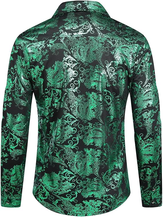 Men's Jacquard Long Sleeve Shirt - Paisley Pattern