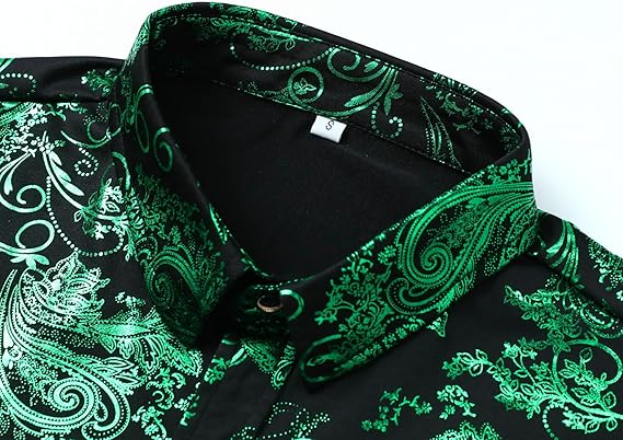 Men's Jacquard Long Sleeve Shirt - Paisley Pattern