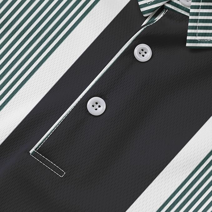 Men's Long Sleeve Striped Polo Shirt