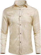 Men's Paisley Long Sleeve Embroidered Shirt