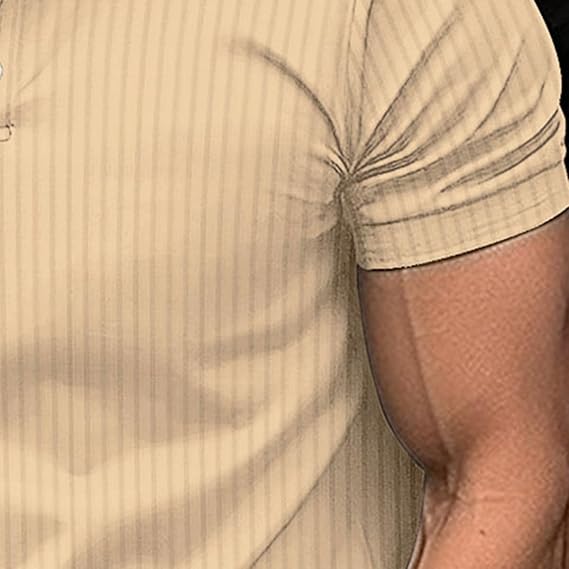 Men's Short Sleeve Polo Shirt with Button Placket