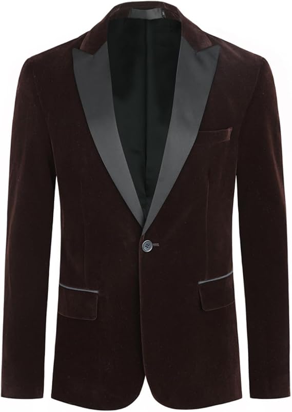 Men's Velvet Blazer Regular Fit Tuxedo Jacket