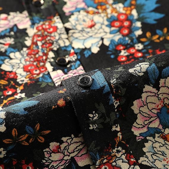 Men's Long Sleeve Paisley Print Linen Shirt