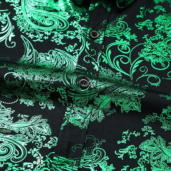 Men's Jacquard Long Sleeve Shirt - Paisley Pattern