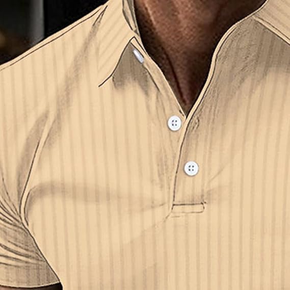 Men's Short Sleeve Polo Shirt with Button Placket