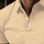 Men's Short Sleeve Polo Shirt with Button Placket