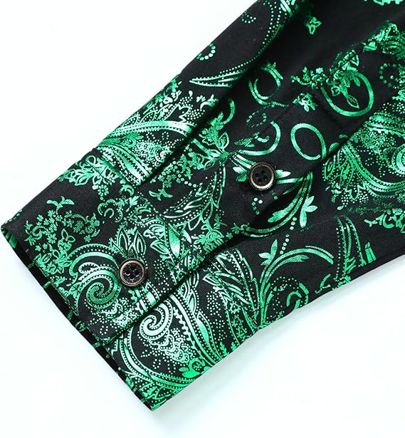 Men's Jacquard Long Sleeve Shirt - Paisley Pattern