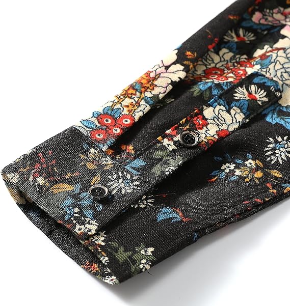 Men's Long Sleeve Paisley Print Linen Shirt