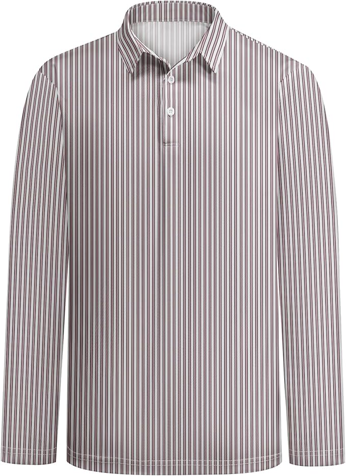 Men's Long Sleeve Striped Polo Shirt