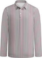 Men's Long Sleeve Striped Polo Shirt