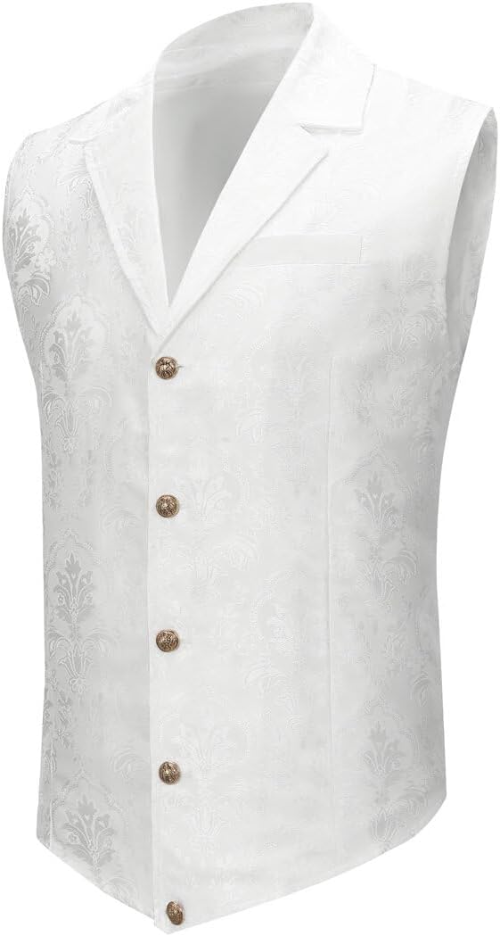 Men's Gothic Steampunk Suit Vest – Western Waistcoat with Paisley Print