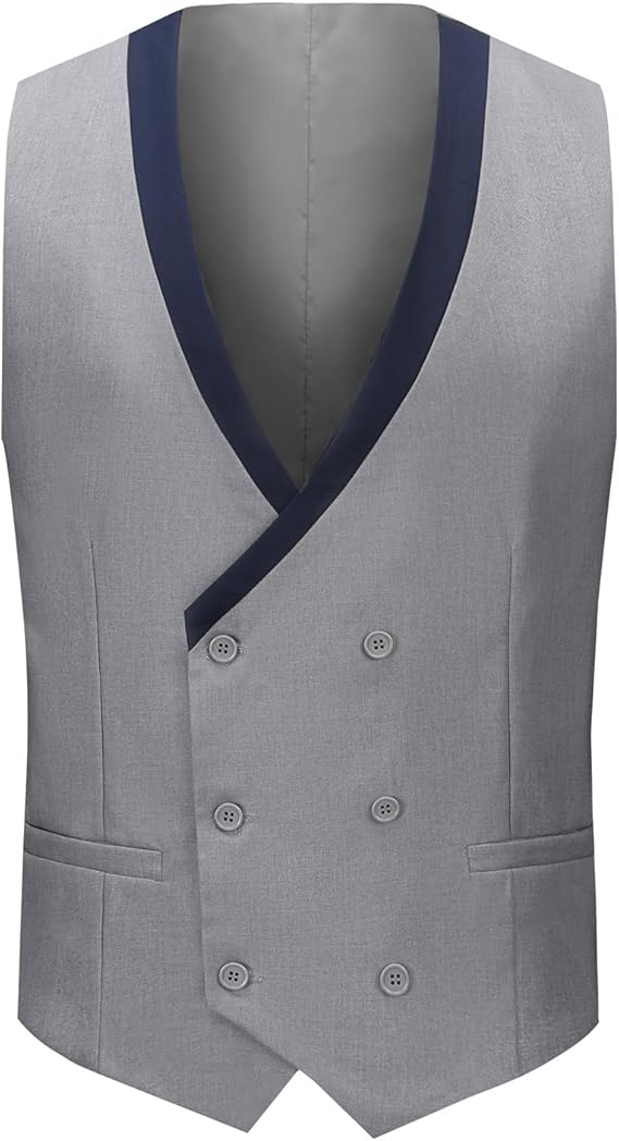 Men's Double Breasted Suit Vest with Scoop Neck