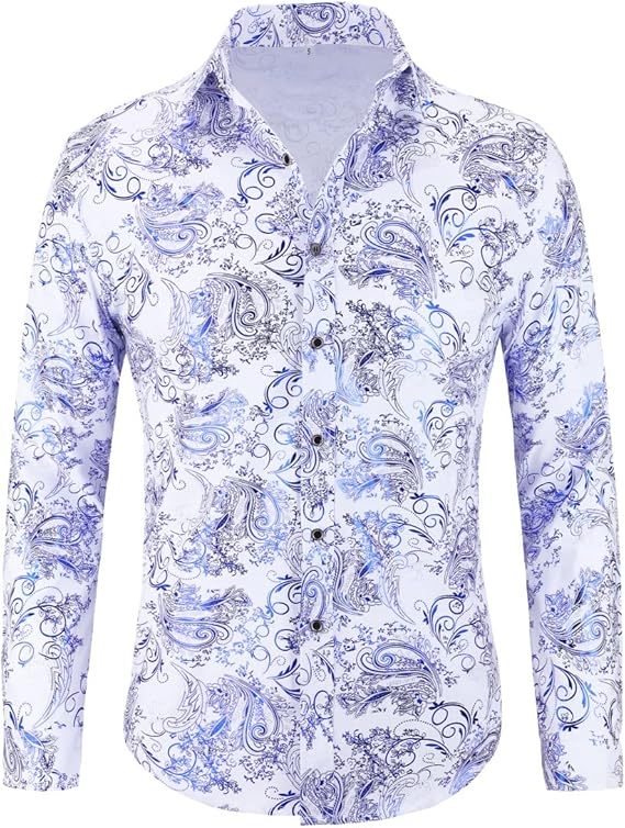 Men's Jacquard Long Sleeve Shirt - Paisley Pattern