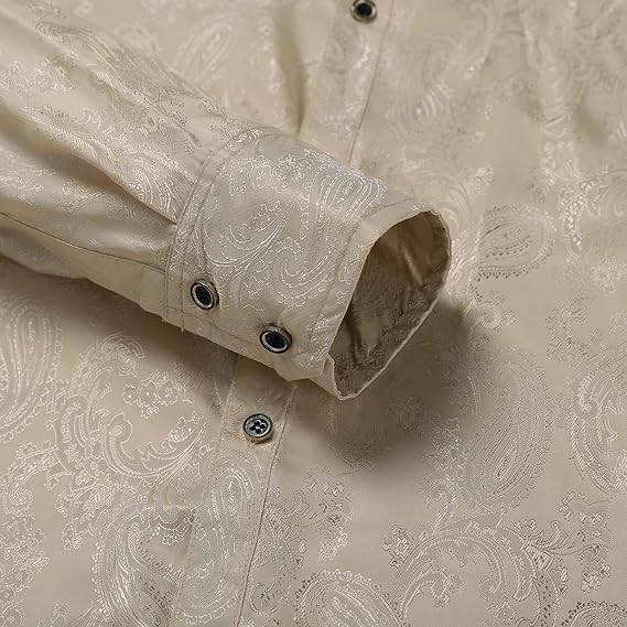 Men's Paisley Long Sleeve Embroidered Shirt