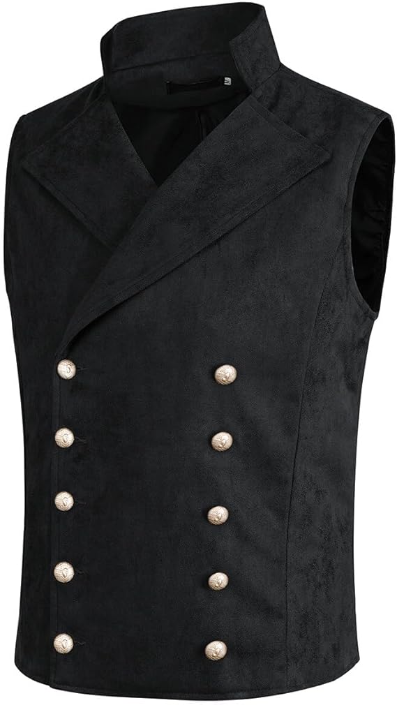 Men's Faux Leather Stand-Up Collar Vest