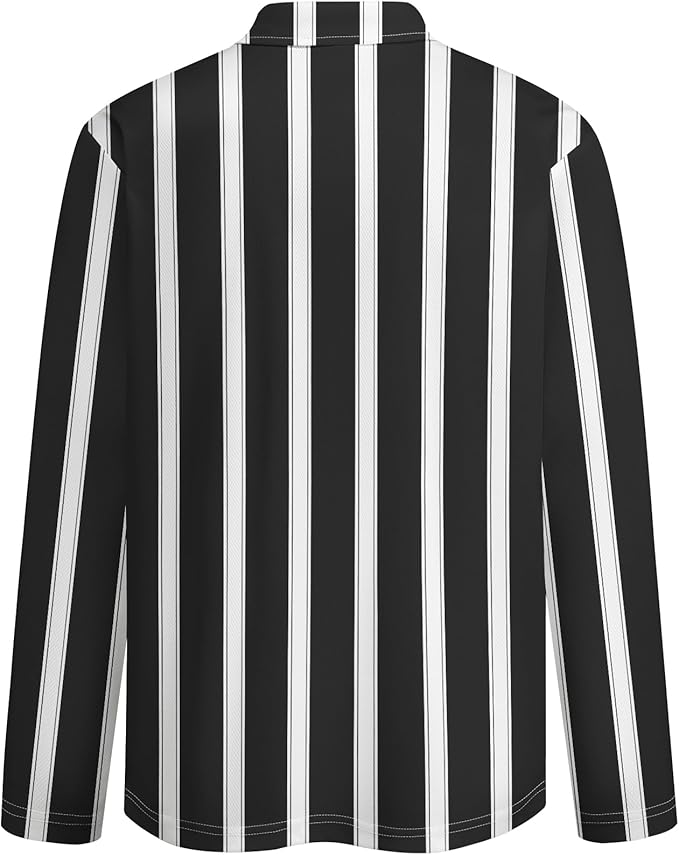 Men's Long Sleeve Striped Polo Shirt