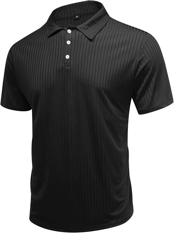 Men's Short Sleeve Polo Shirt with Button Placket