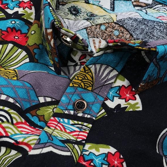 Men's Long Sleeve Paisley Print Linen Shirt