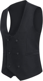Men's Double Breasted Suit Vest with Scoop Neck