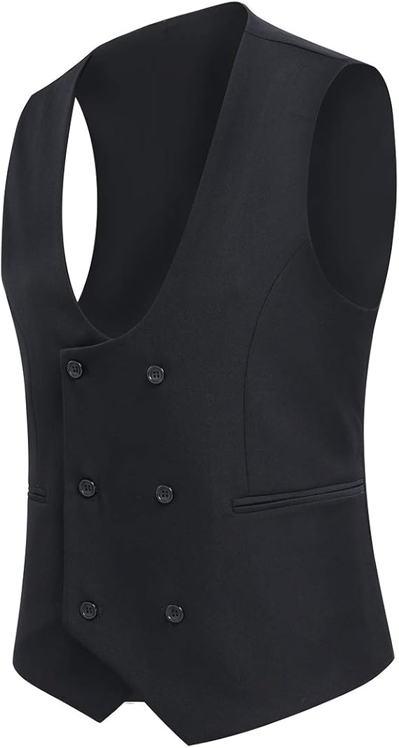 Men's Double Breasted Suit Vest with Scoop Neck