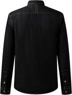 Men's Long Sleeve Denim Shirt – Slim Fit Cotton Casual Button-Down