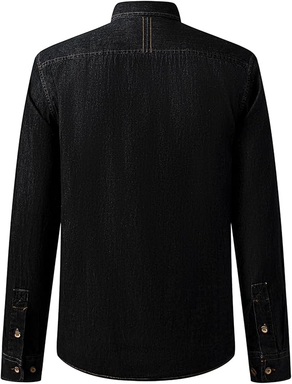 Men's Long Sleeve Denim Shirt – Slim Fit Cotton Casual Button-Down