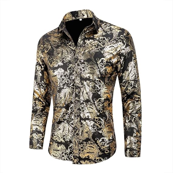 Men's Jacquard Long Sleeve Shirt - Paisley Pattern