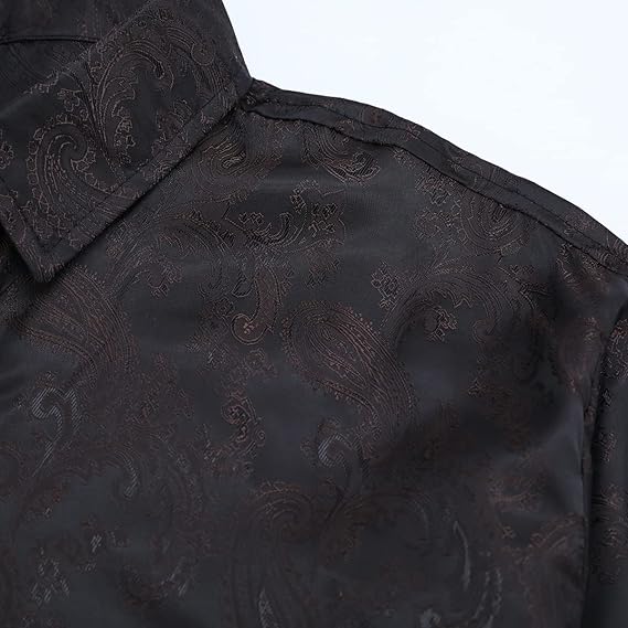 Men's Paisley Long Sleeve Embroidered Shirt