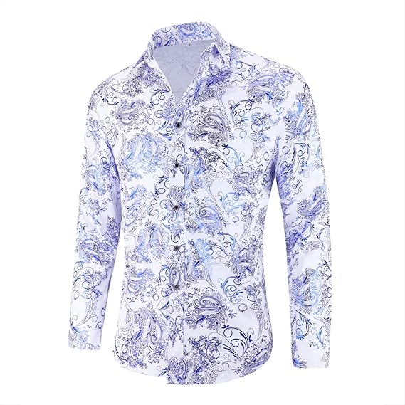 Men's Jacquard Long Sleeve Shirt - Paisley Pattern