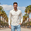 Men's Paisley Long Sleeve Embroidered Shirt