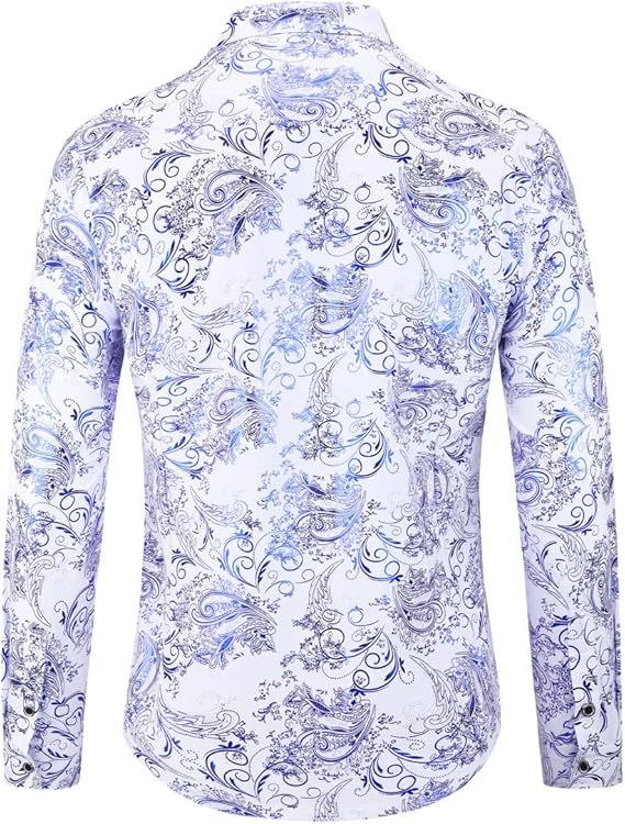 Men's Jacquard Long Sleeve Shirt - Paisley Pattern