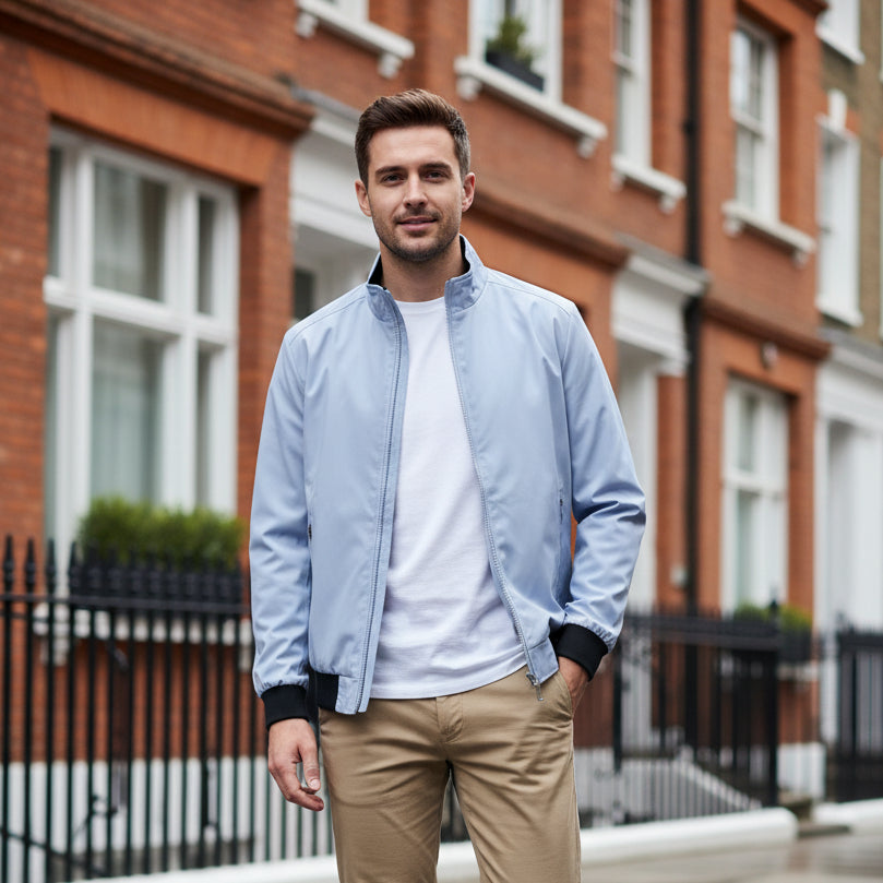 Men's Bomber Jacket with Stand-Up Collar