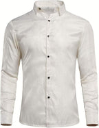 Men's Paisley Long Sleeve Embroidered Shirt