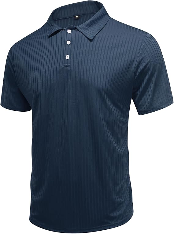 Men's Short Sleeve Polo Shirt with Button Placket