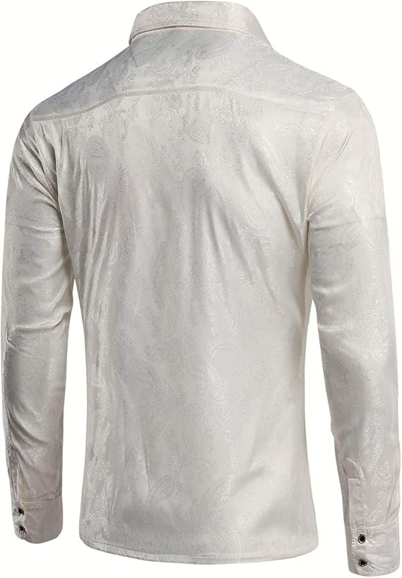 Men's Paisley Long Sleeve Embroidered Shirt