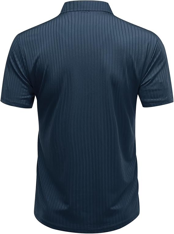 Men's Short Sleeve Polo Shirt with Button Placket